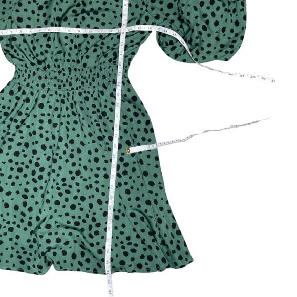 SHEIN Women's All Over Print Shirred Waist & Neck Balloon Sleeve Dress Sz Small - Picture 7 of 8